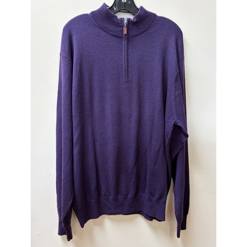 Peter Millar Men’s 100% Merino Wool Sz Xxl Sweater Purple 1/4 Zip Casual